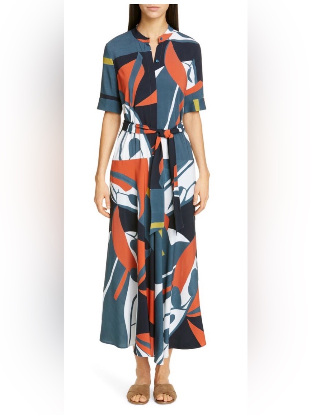 Lafayette 148 NY Colorful Abstract Midi Dress Size S Very GUC